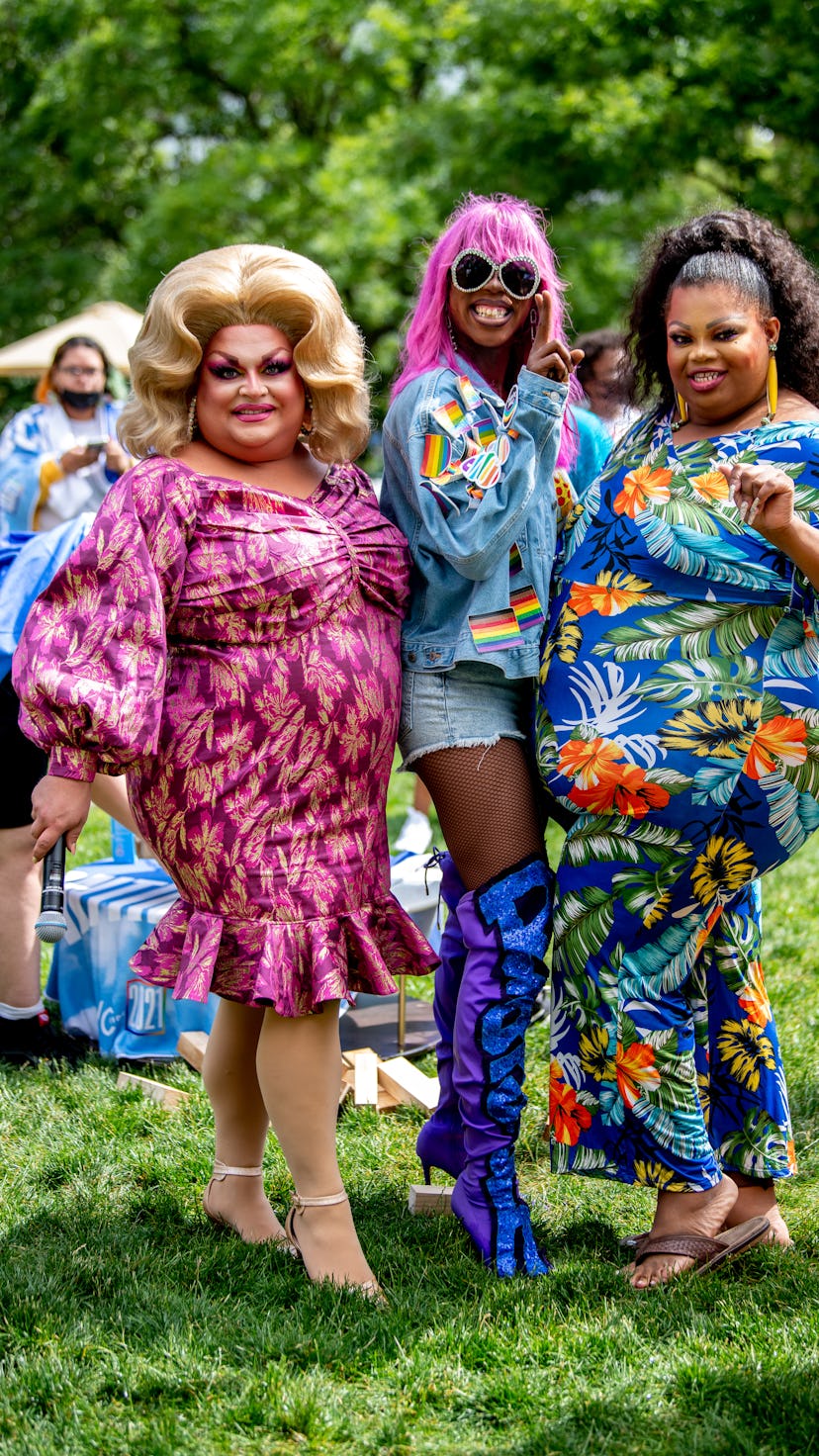 Ginger Minj, Ra'Jah O'Hara, and Silky Nutmeg Ganache of "RuPaul's Drag Race All Stars" Season Six 