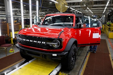 Ford Motor Company's 2021 Ford Bronco is seen on the line at their Michigan Assembly Plant in Wayne,...