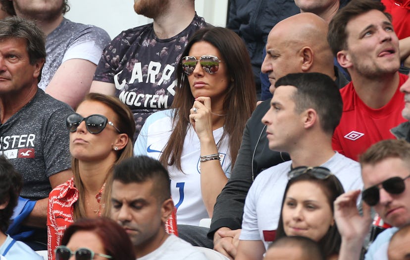 Coleen Rooney, wife of Wayne Rooney, Rebekah Vardy, wife of Jamie Vardy of England attend the UEFA E...