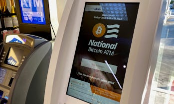 A Bitcoin ATM is seen inside a gas station in Los Angeles, California on June 24, 2021. (Photo by Ch...