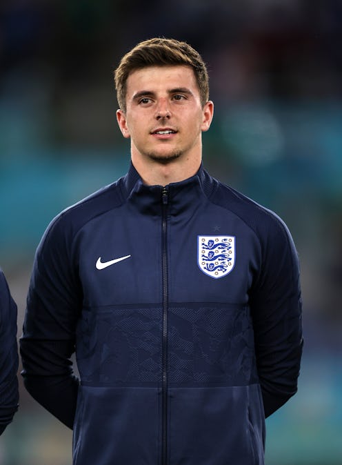 ROME, ITALY - JULY 03: Mason Mount of England lines up for the national anthem prior to the UEFA Eur...