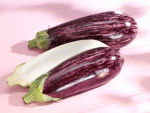 Three eggplants on a pink background. Is jock itch contagious? A sex educator explains whether can y...