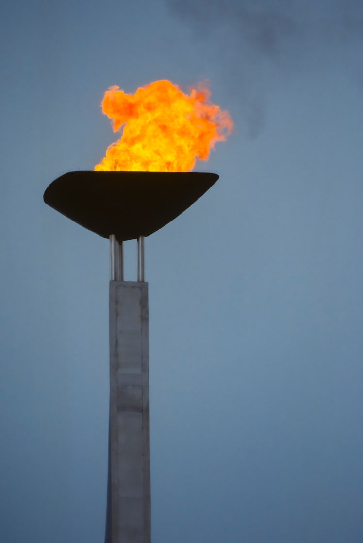 The Olympic's Opening Ceremony features the burning of the flames in the Olympic cauldron, pictured ...
