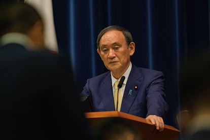 The 2021 Olympics will not have any spectators says Japan's Prime Minister Yoshihide Suga , pictured...