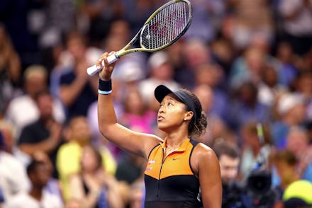 NEW YORK, NEW YORK - AUGUST 31: Naomi Osaka of Japan celebrates winning after her Women's Singles th...