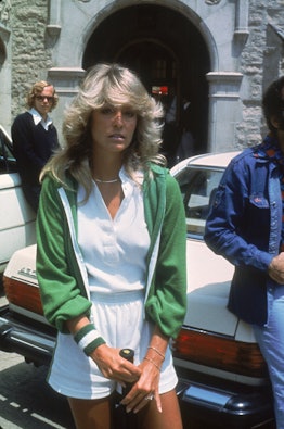 Farrah Fawcett wore her now iconic feathered bangs in the '70s.