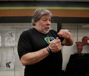 Steve Wozniak shows  the Stan Lee museum set up at the first Silicon Valley Comic Con at the San Jos...