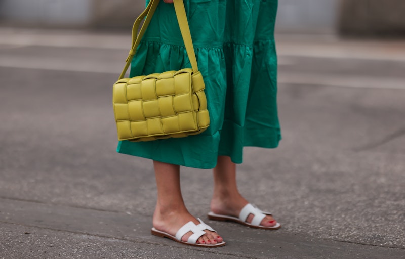 HAMBURG, GERMANY - JUNE 03: Louisa Theresa Grass wearing green Zero Fashion midi dress, yellow Botte...