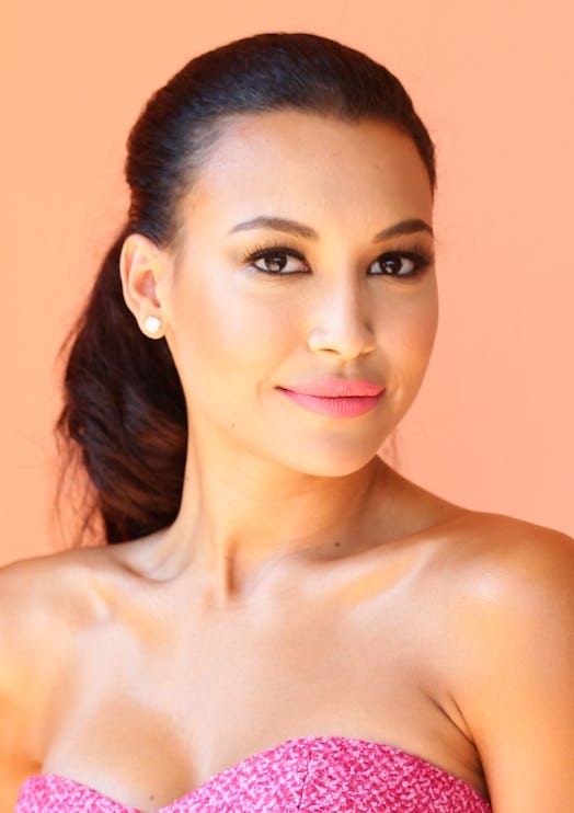 Naya Rivera, shown here in pink lipstick and a ponytail, will be missed by her 'Glee' co-stars. 