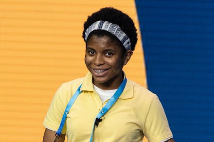 Zaila Avant-garde competes in the first round of the the Scripps National Spelling Bee finals in Orl...