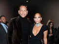HOLLYWOOD, CALIFORNIA - FEBRUARY 07: (L-R) Alex Rodriguez and Jennifer Lopez attend the Tom Ford AW2...