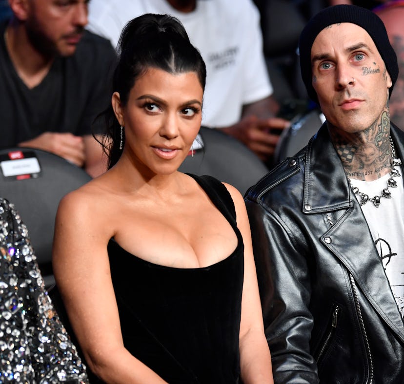 Kourtney Kardashian revealed Travis Barker cut off a big chunk of her hair.