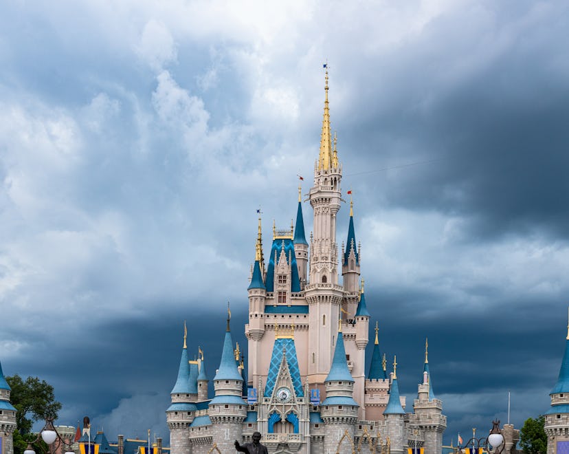ORLANDO, FLORIDA, UNITED STATES - 2019/07/17: The Cinderella Castle during an overcast day is seen i...