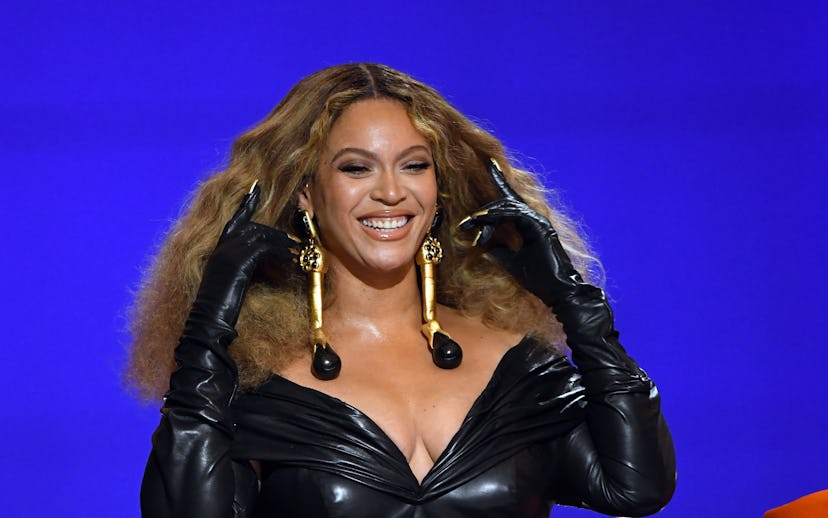 LOS ANGELES, CALIFORNIA - MARCH 14: Beyoncé accepts the Best Rap Performance award for 'Savage' onst...