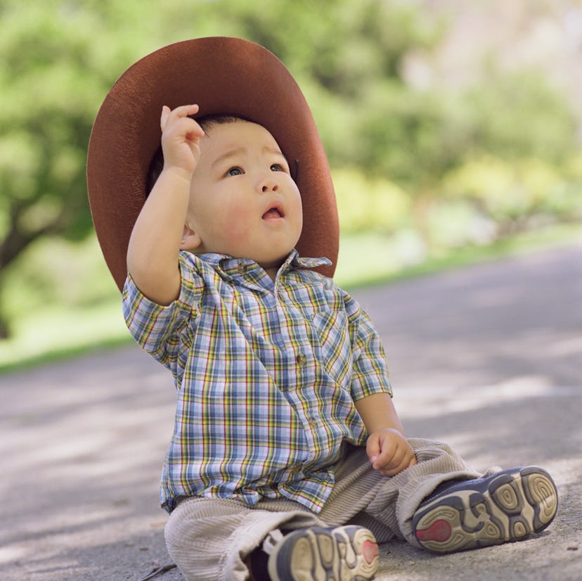 baby boy in cowboy hat