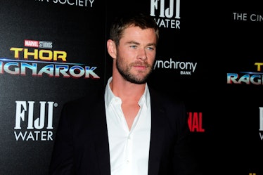 NEW YORK, NY - OCTOBER 30:  Chris Hemsworth attends The Cinema Society with FIJI Water, Men's Journa...