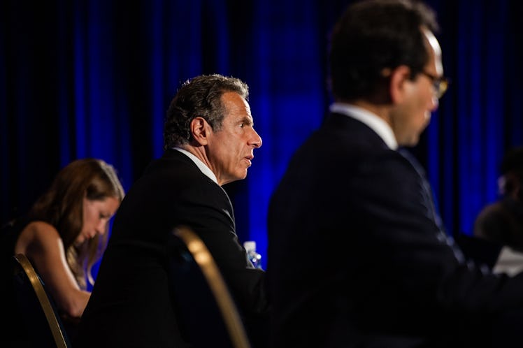 WASHINGTON, DC - MAY 27: New York Gov. Andrew Cuomo speaks during a press conference on the COVID-19...