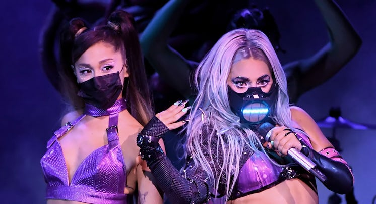 Ariana Grande and Lady Gaga perform during the 2020 MTV Video Music Awards.