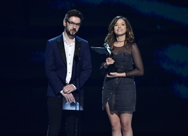 LOS ANGELES, CALIFORNIA - DECEMBER 06: JackSepticEye and Pokimane attend The 2018 Game Awards at Mic...
