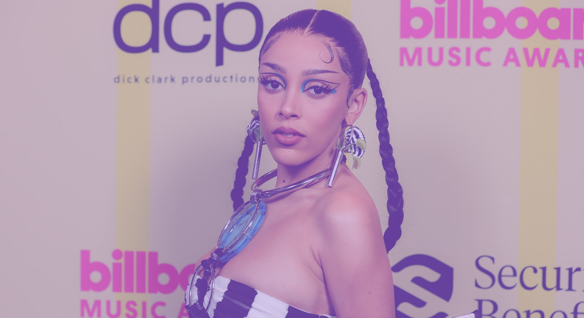 LOS ANGELES, CALIFORNIA - MAY 23: In this image released on May 23, Doja Cat poses backstage for the...