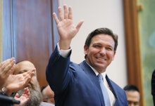 SURFSIDE, FLORIDA - JUNE 14: Florida Gov. Ron DeSantis arrives to speak during a press conference at...