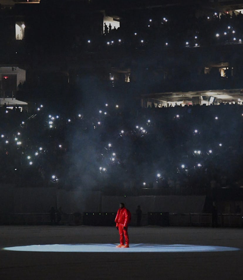 ATLANTA, GEORGIA - JULY 22: Kanye West is seen at ‘DONDA by Kanye West’ listening event at Mercedes-...