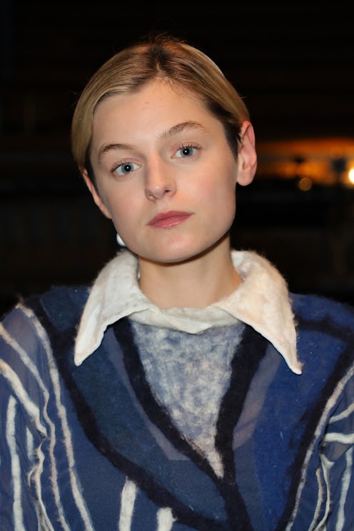 LONDON, ENGLAND - JULY 15:  Emma Corrin poses on stage to celebrate the opening of "Anna X" at the H...
