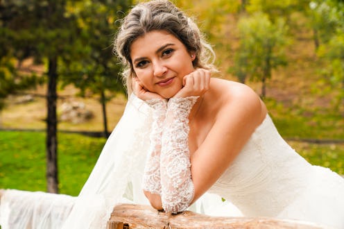 young beautiful bride with blond hair. beautiful bride portrait