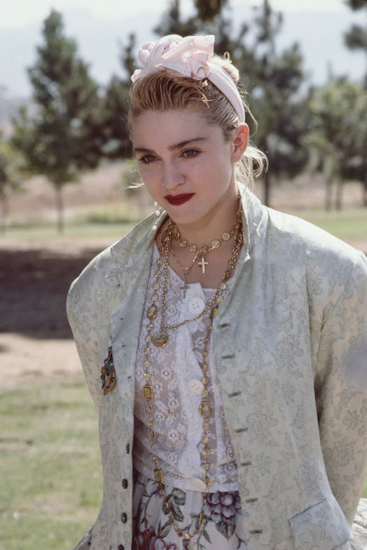 American singer and actress Madonna at a Pro-Peace rally in Van Nuys, Los Angeles, California, 5th O...