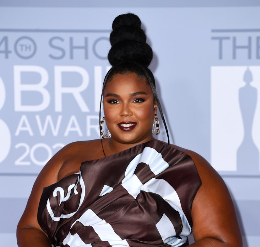 LONDON, ENGLAND - FEBRUARY 18: (EDITORIAL USE ONLY) Lizzo attends The BRIT Awards 2020 at The O2 Are...