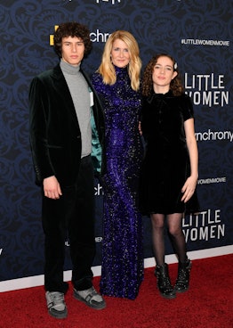 NEW YORK, NEW YORK - DECEMBER 07: Laura Dern (center) with children Ellery Harper and Jaya Harper at...