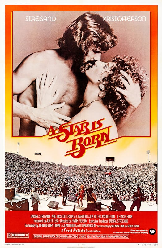 A Star Is Born, poster, Kris Kristofferson, Barbra Streisand, 1976. (Photo by LMPC via Getty Images)