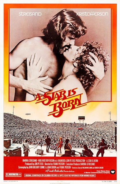 A Star Is Born, poster, Kris Kristofferson, Barbra Streisand, 1976. (Photo by LMPC via Getty Images)