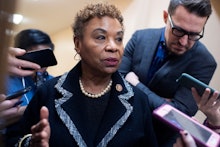UNITED STATES - JANUARY 8: Rep. Barbara Lee, D-Calif., speaks with reporters after a meeting of the ...