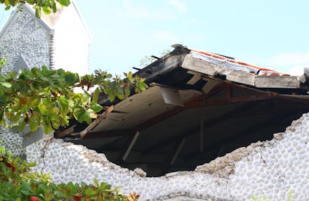 A destroyed building is seen in Les Cayes on August 15, 2021, after a 7.2-magnitude earthquake struc...
