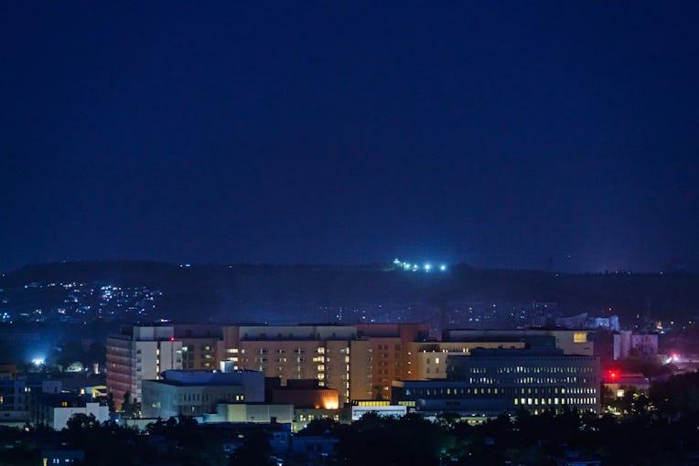 KABUL, AFGHANISTAN -- AUGUST 15, 2021: A view of the American Embassy in Kabul, Afghanistan, Sunday,...