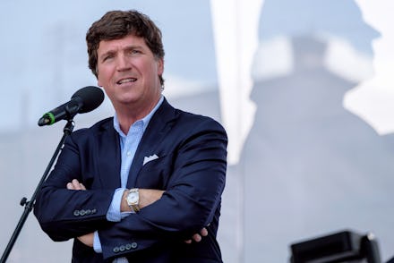 ESZTERGOM, HUNGARY - AUGUST 07: Tucker Carlson speaks during the Mathias Corvinus Collegium (MCC) Fe...