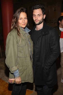 NEW YORK, NY - APRIL 30: Domino Kirke and Penn Badgley attend The Weinstein Company and Lyft host a ...