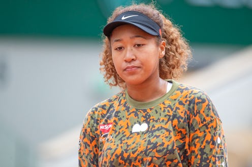 PARIS, FRANCE May 26. Naomi Osaka of Japan during practice on Court Philippe-Chatrier in preparation...