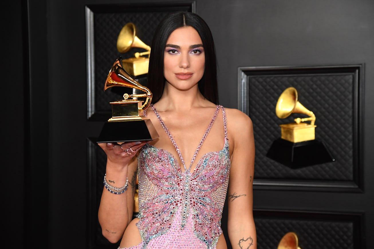 LOS ANGELES, CALIFORNIA - MARCH 14: Dua Lipa, winner of Best Pop Vocal Album for ‘Future Nostalgia’,...