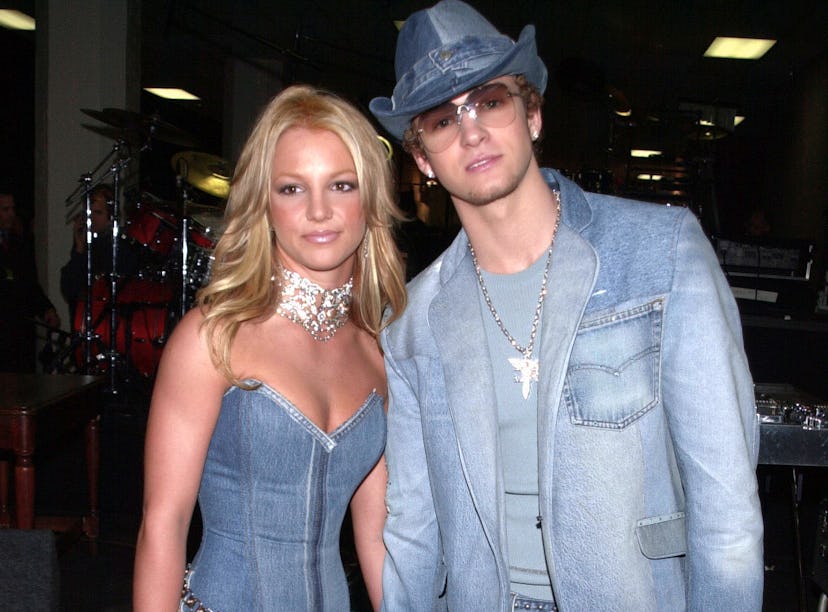 Britney Spears and Justin Timberlake, arriving at the 28th annual American Music Awards, held at the...