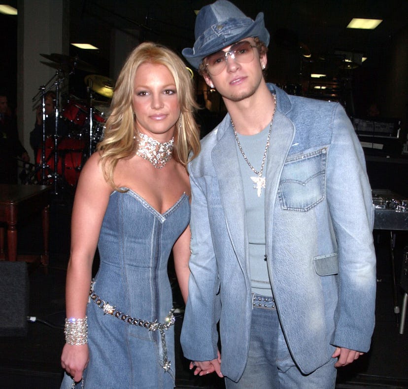 Britney Spears and Justin Timberlake, arriving at the 28th annual American Music Awards, held at the...
