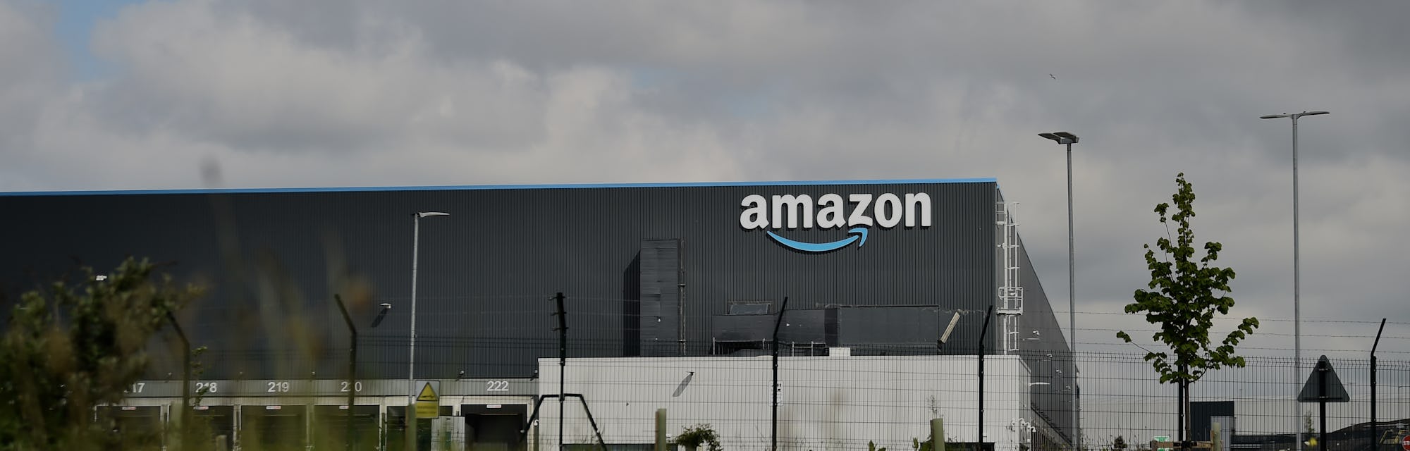 LEEDS, ENGLAND - MAY 27: A general view outside an Amazon UK Services Ltd Warehouse at Leeds Distrib...