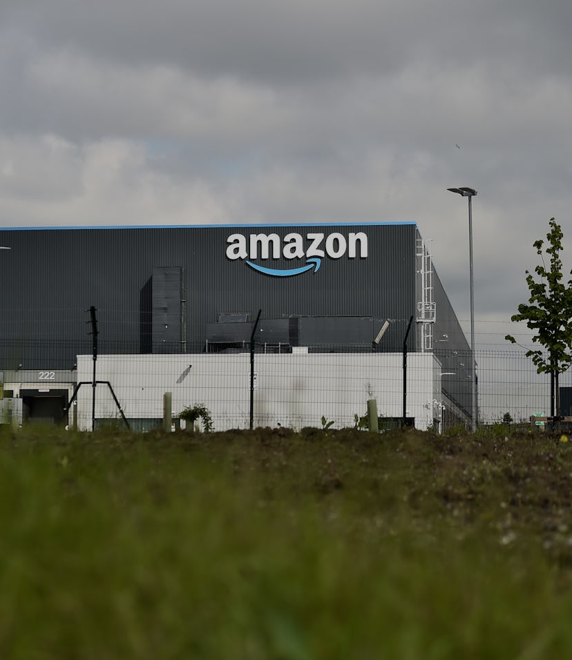 LEEDS, ENGLAND - MAY 27: A general view outside an Amazon UK Services Ltd Warehouse at Leeds Distrib...