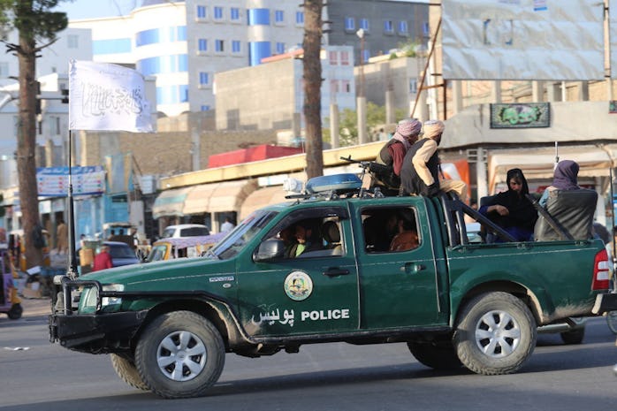 HERAT, AFGHANISTAN - AUGUST 18: Taliban patrol in Herat city after took control in Herat, Afghanista...