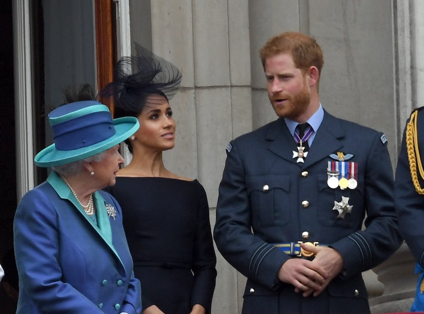 LONDON, UNITED KINGDOM - JULY 1O: Queen Elizabeth ll, Meghan, Duchess of Sussex and Prince Harry, Du...