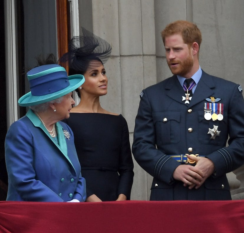LONDON, UNITED KINGDOM - JULY 1O: Queen Elizabeth ll, Meghan, Duchess of Sussex and Prince Harry, Du...