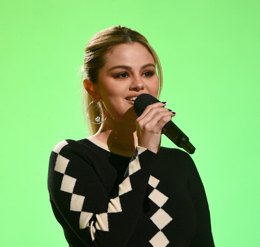 INGLEWOOD, CALIFORNIA: In this image released on May 2, Selena Gomez speaks onstage during Global Ci...