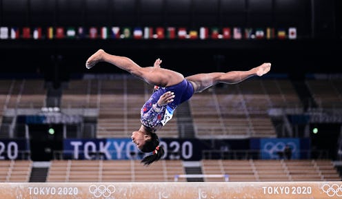 Simone Biles of United States of America during women's qualification for the Artistic  Gymnastics f...
