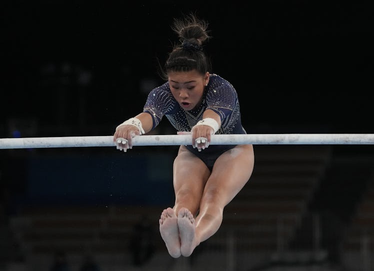 TOKYO, JAPAN - AUGUST 01: Sunisa Lee of Team United States competes in the Women's Uneven Bars Final...